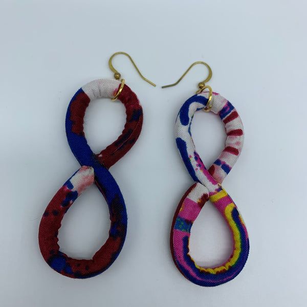 African Print Earrings-Number 8 Blue Variation