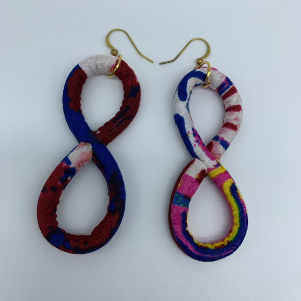 African Print Earrings-Number 8 Blue Variation