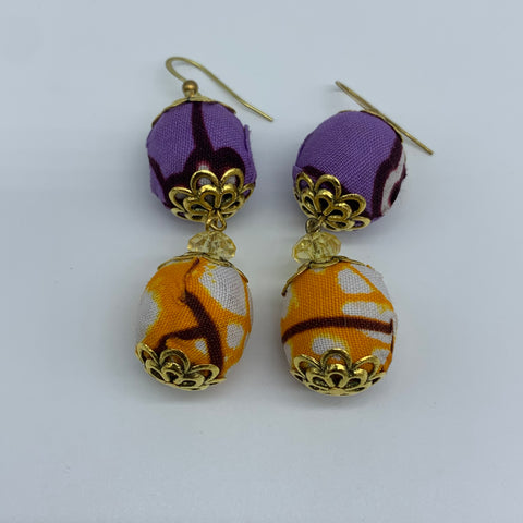 African Print Earrings-Ama Purple Variation 2