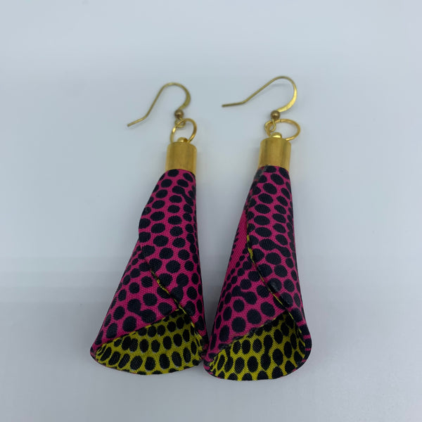 African Print Earrings- Ice Cream Cone Pink Variation