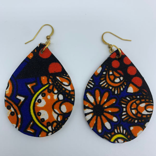African Print Earrings-Luna Blue Variation