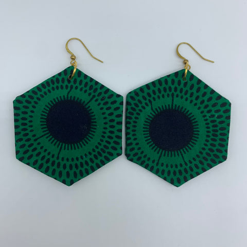 African Print Earrings-Hexa Green Variation