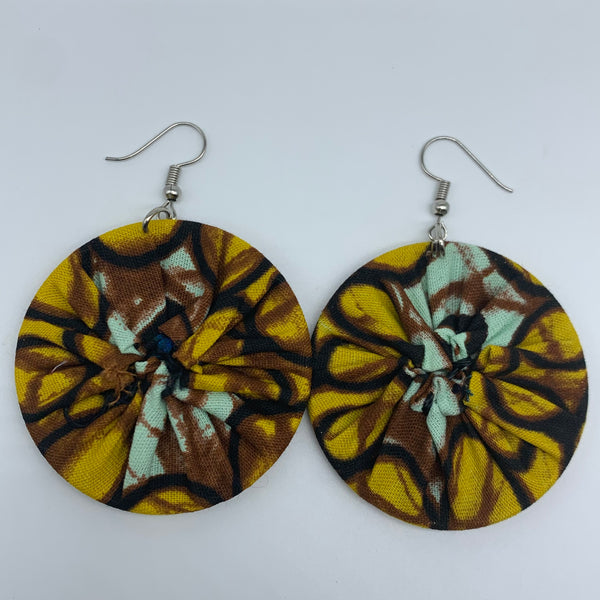 African Print Earrings-Round S Yellow Variation 7