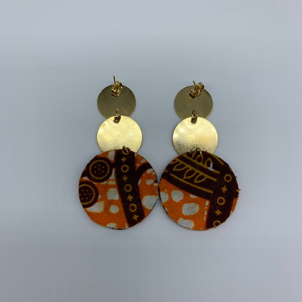 African Print Earrings-Metal Orange Variation - Lillon Boutique