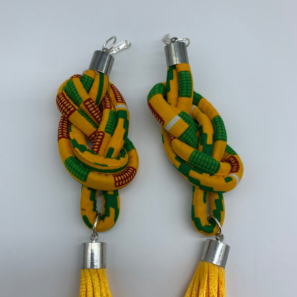 African Print Earrings-Knotted L Yellow Variation 9