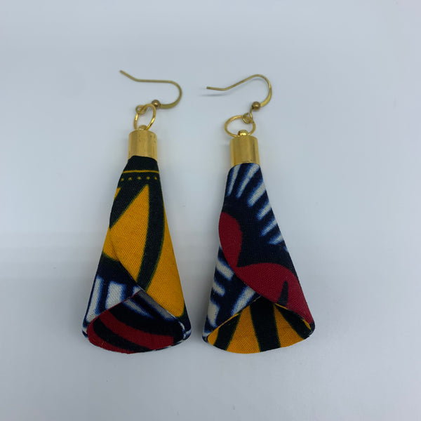 African Print Earrings- Ice Cream Cone Blue Variation