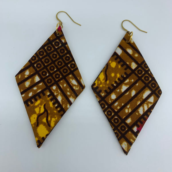 African Print Earrings-Daya Brown Variation 2