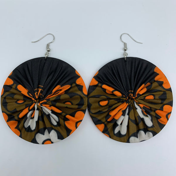 African Print Earrings-Round L Black Variation 5