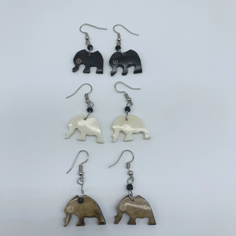 Cow Bone Earrings-Elephant - Lillon Boutique