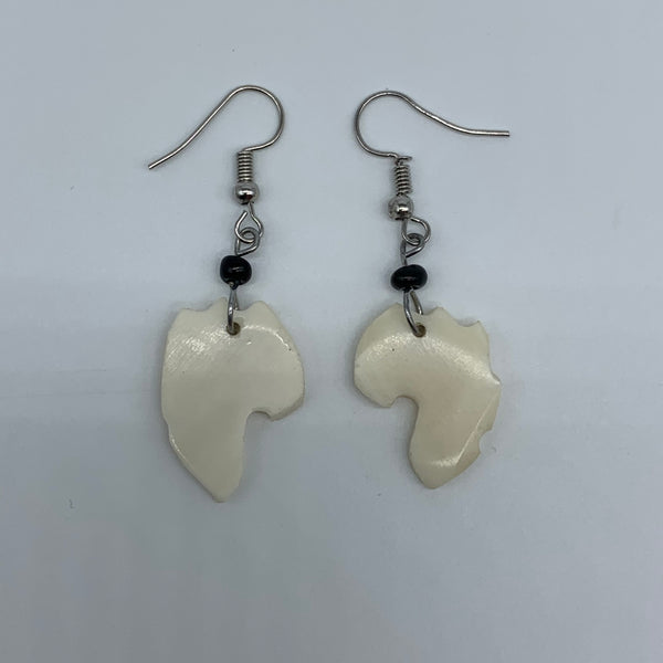 Cow Bone Earrings-African Continent White - Lillon Boutique