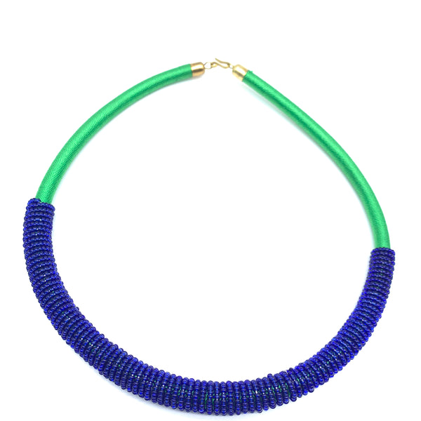 Beaded Thread  Bangle Necklace-Green Variation 2