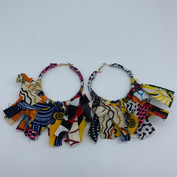 African Print Earrings-Zoba Zoba Hoops Pink Variation 2