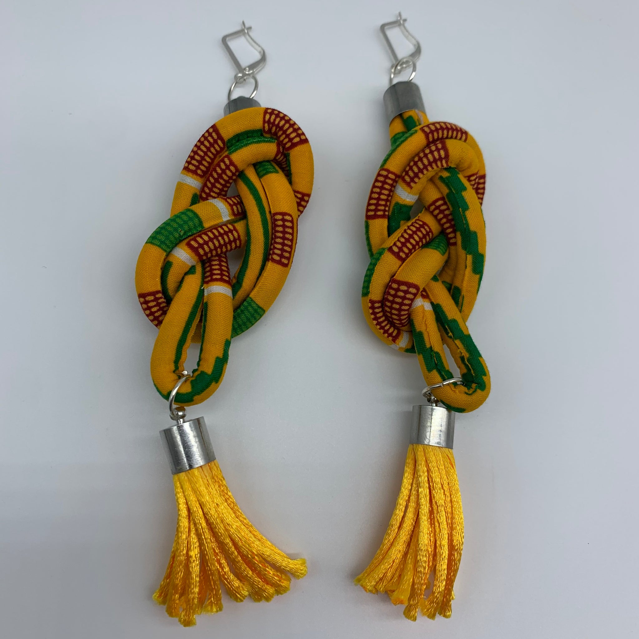 African Print Earrings-Knotted L Yellow Variation 9