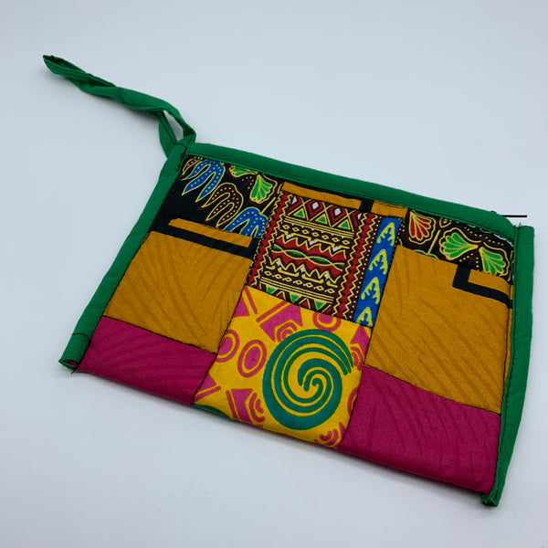 African Print Clutch /W Handle- Zoba Zoba Green Variation - Lillon Boutique