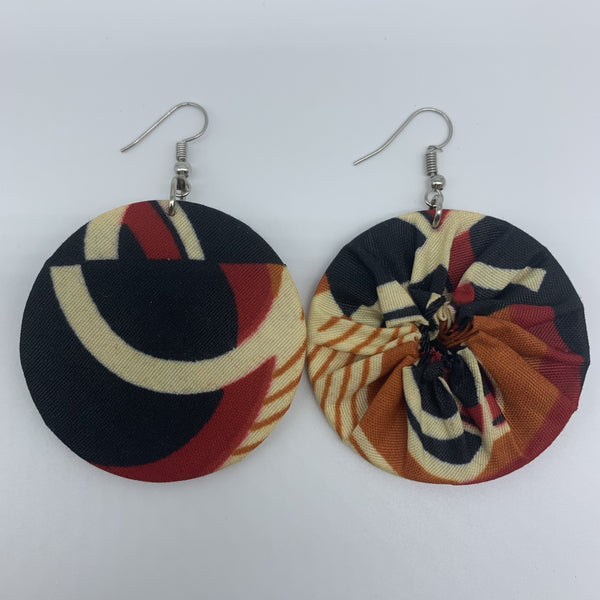 African Print Earrings-Round S Black Variation 7 - Lillon Boutique