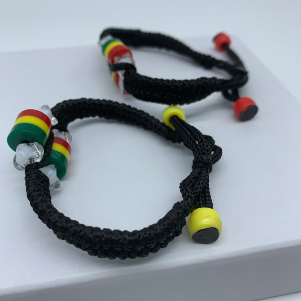 Handwoven Bracelet with Beads-Red Yellow Green Variation - Lillon Boutique