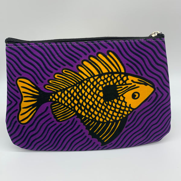 African Print Makeup bag/Pencil case-Purple