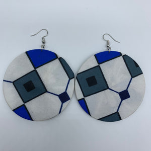 African Print Earrings-Round L White Variation