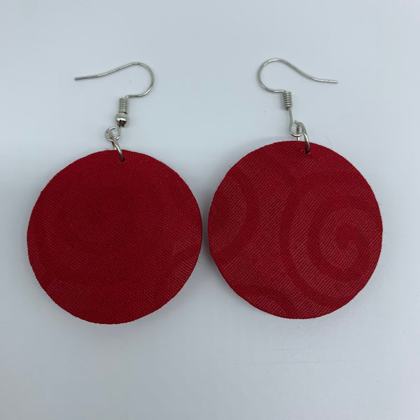 African Print Earrings-Round XS Red Variation 18