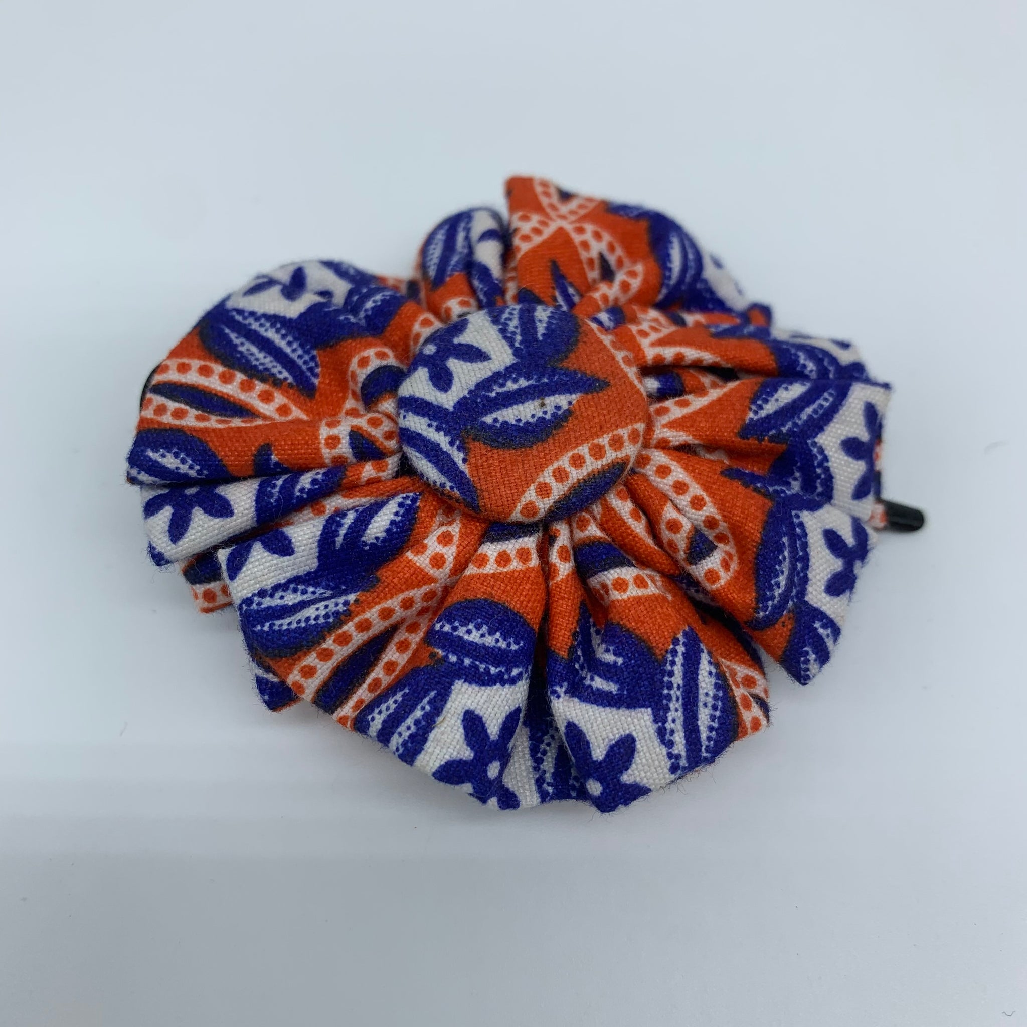 African Print Hair Clip-S Button Style Blue Variation