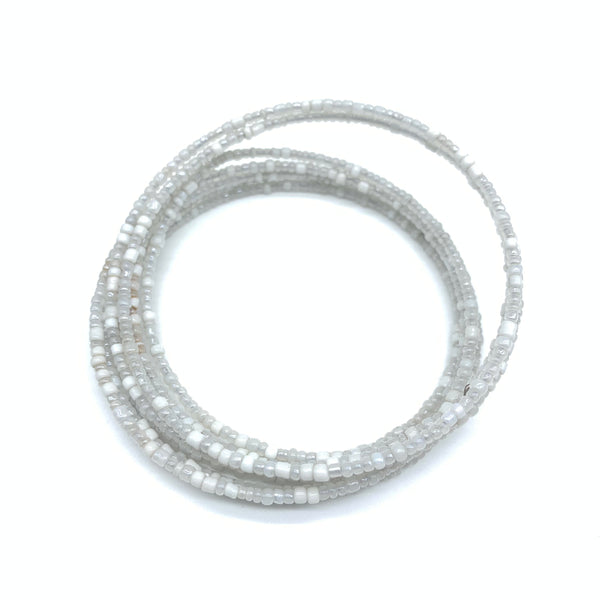 Beaded Coil Bracelet-White 2