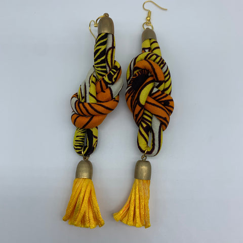African Print Earrings-Knotted M Orange Variation