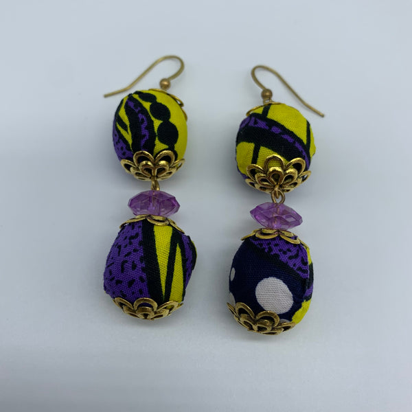 African Print Earrings-Ama Purple Variation 3