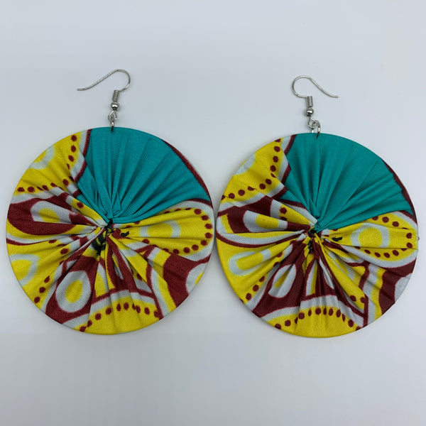 African Print Earrings-Round L Yellow Variation 6