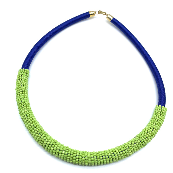 Beaded Thread  Bangle Necklace-Blue Variation