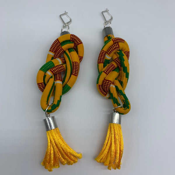 African Print Earrings-Knotted L Yellow Variation 9