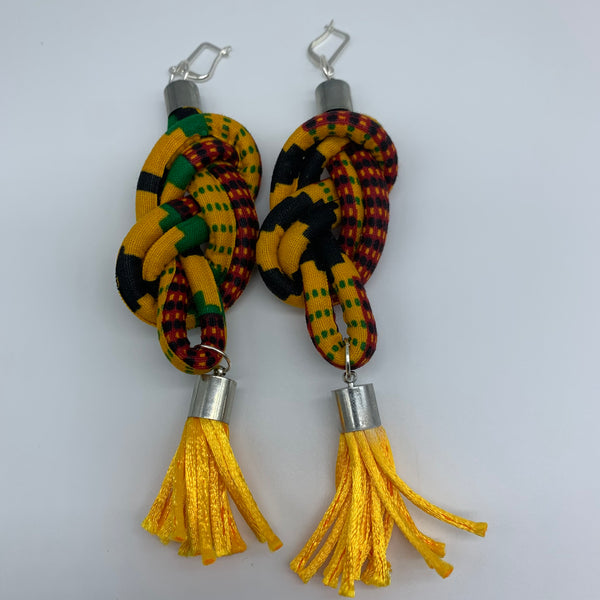 African Print Earrings-Knotted L Yellow Variation 8