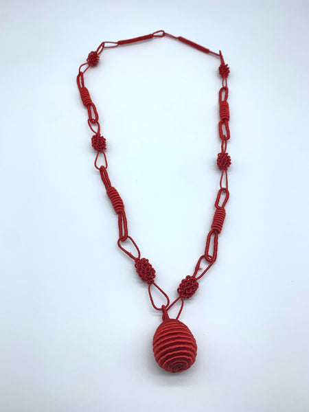 Thread W/Metal Necklace -Red Rama