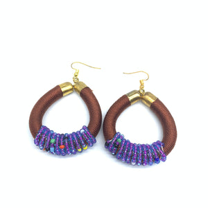 Thread Earrings W/Beads-Brown Variation