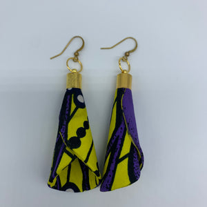 African Print Earrings- Ice Cream Cone Yellow Variation