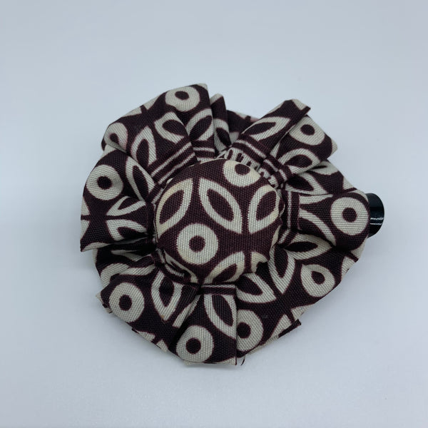 African Print Hair Clip-M Bottle Cap Style Brown Variation - Lillon Boutique