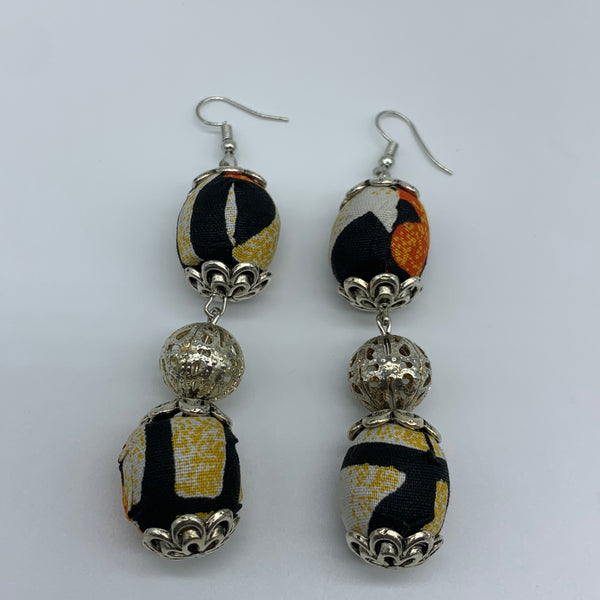 African Print Earrings-Ama Bling Orange Variation