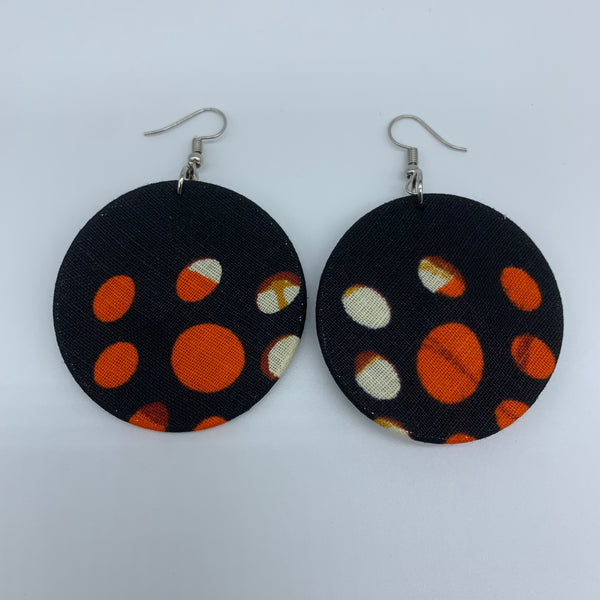 African Print Earrings-Round S Black Variation 8