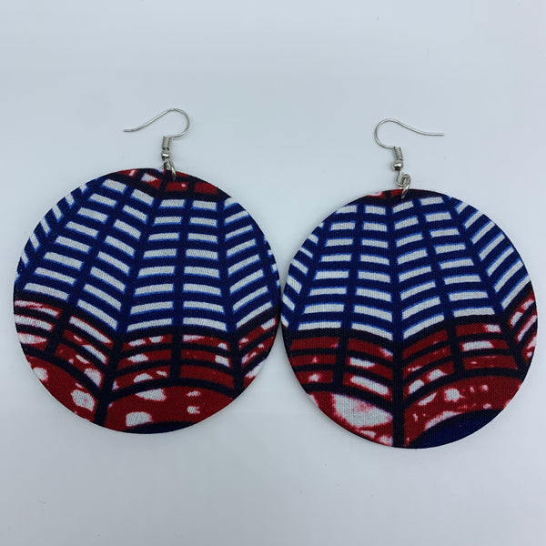 African Print Earrings-Round L Blue Variation 20
