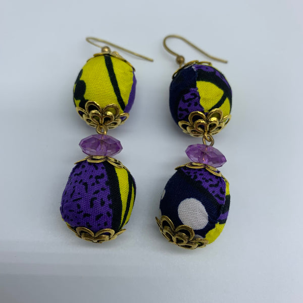African Print Earrings-Ama Purple Variation 3