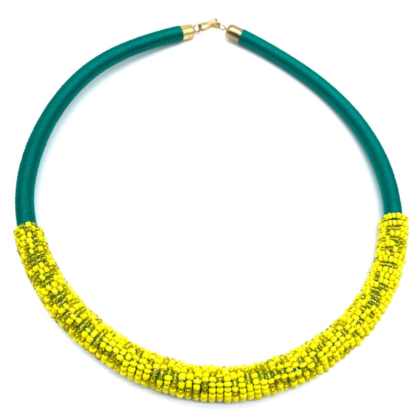 Beaded Thread  Bangle Necklace-Green Variation