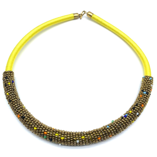 Beaded Thread  Bangle Necklace-Yellow Variation