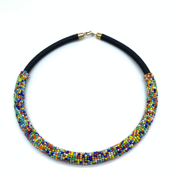 Beaded Thread  Bangle Necklace-Black Variation 2