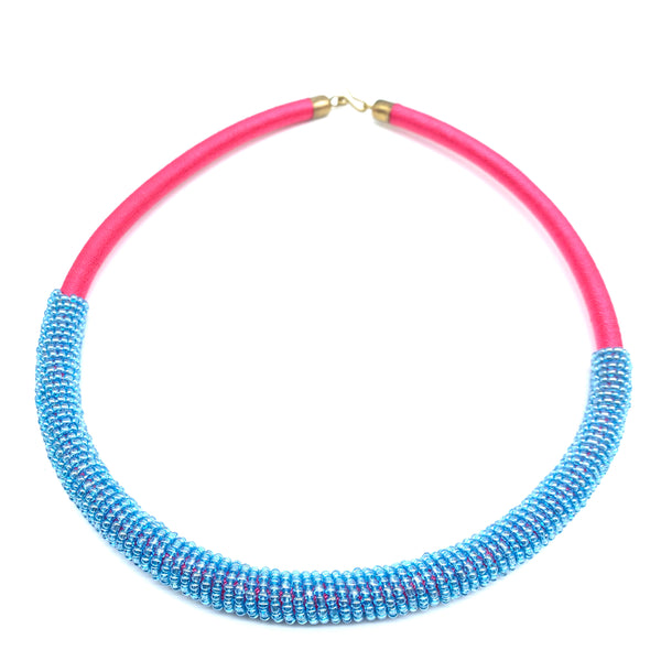 Beaded Thread  Bangle Necklace-Pink Variation 2