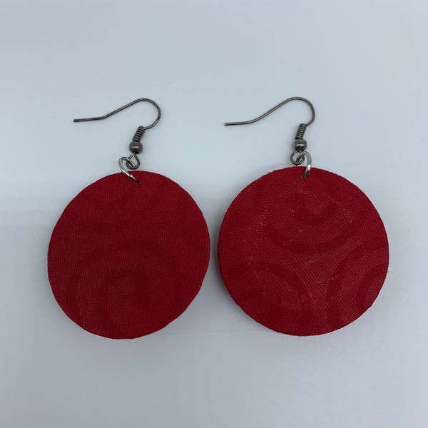 African Print Earrings-Round XS Red Variation 16