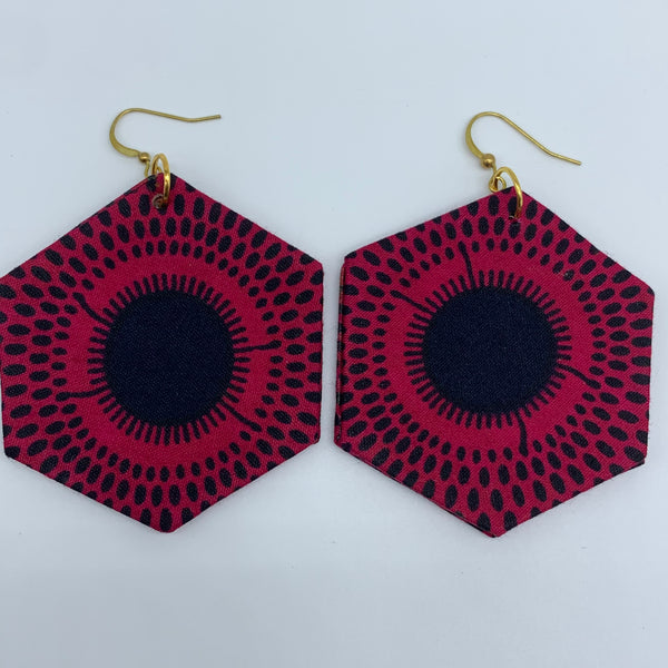 African Print Earrings-Hexa Pink Variation