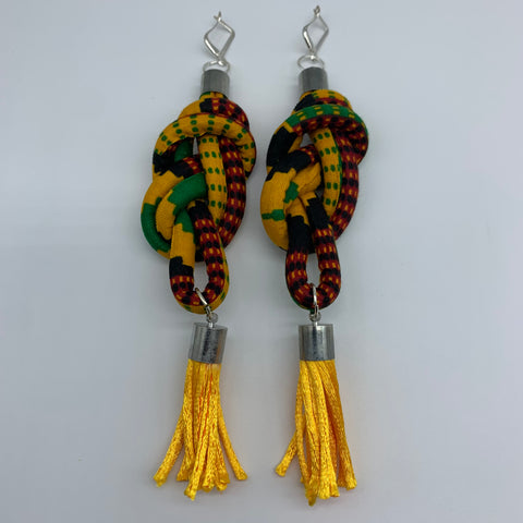African Print Earrings-Knotted L Yellow Variation 10