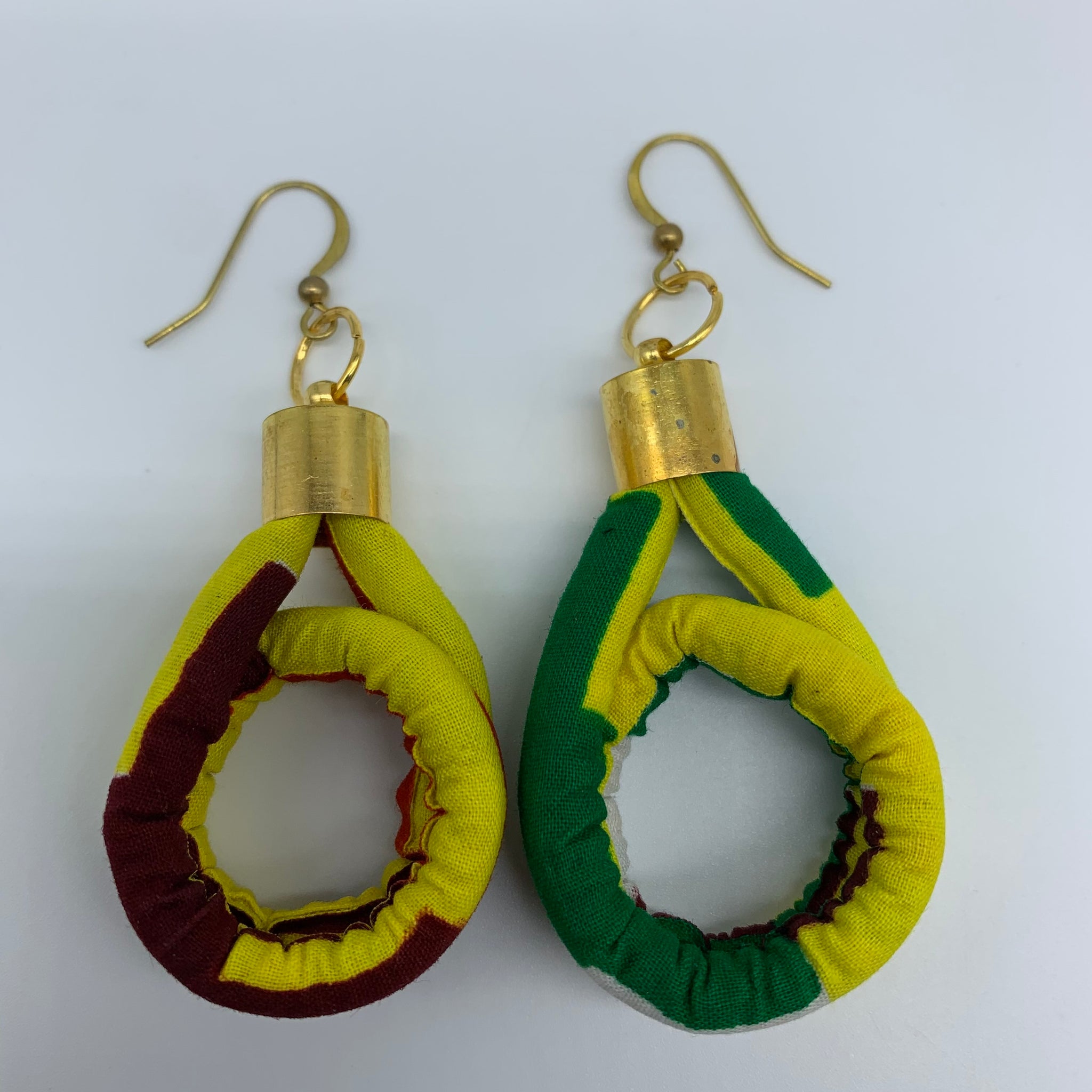 African Print Earrings-Fatu Yellow Variation 3