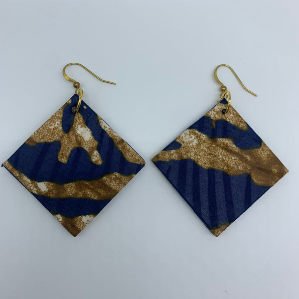 African Print Earrings-Square Blue Variation