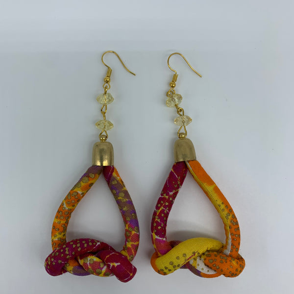 African Print Earrings-Knotted S Pink Variation 4