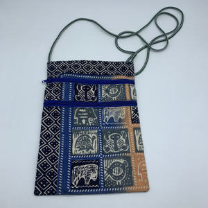 African Print Over Shoulder Bag- Blue Variation 2